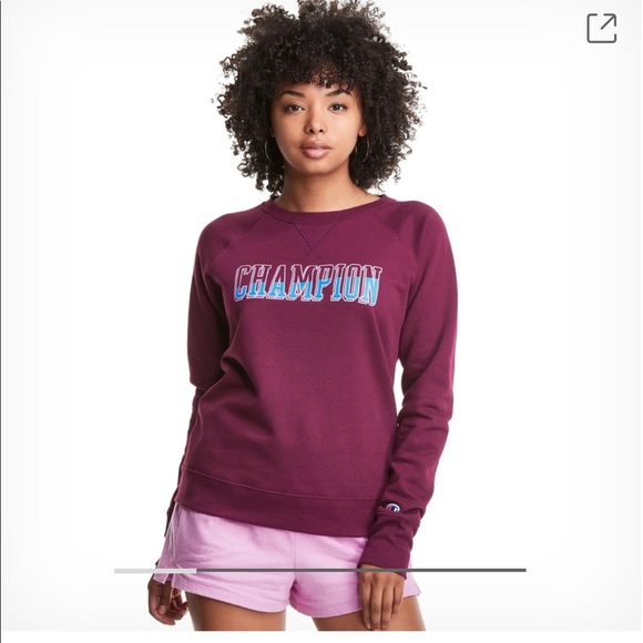 Champion Womens Maroon Block Logo Crew Neck Sweatshirt. Size 2X - Picture 2 of 10